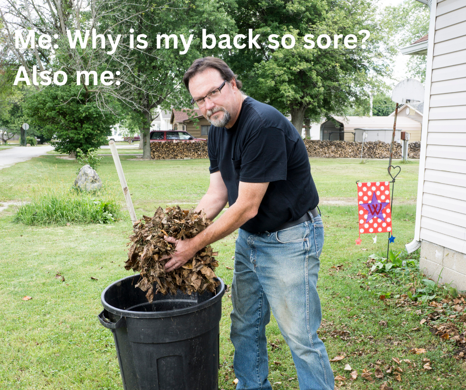 raking back pain, sore back raking